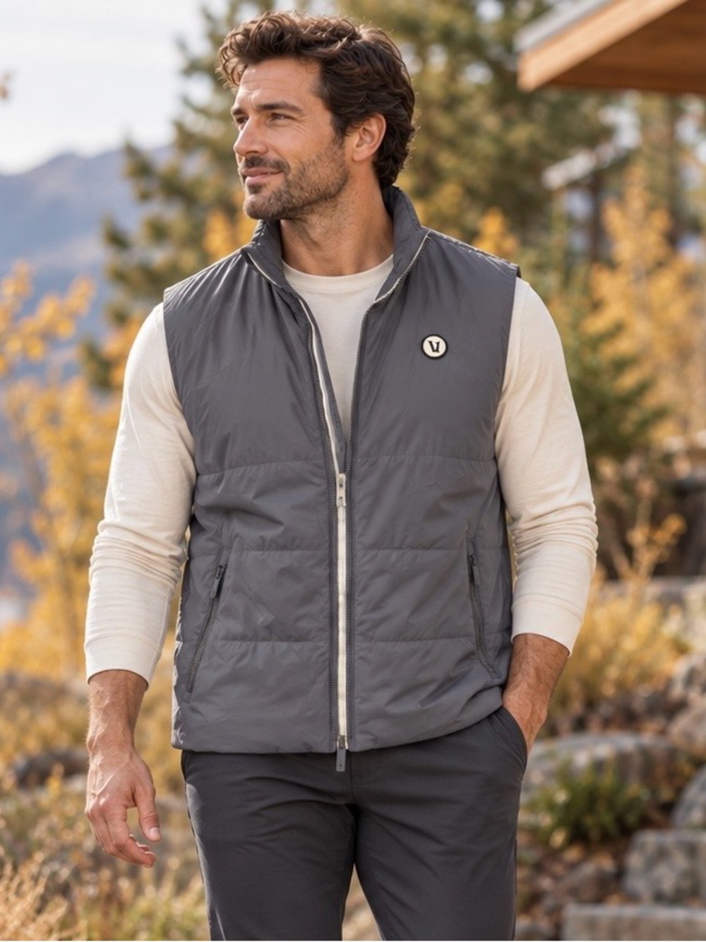 Vuori Echo Men’s XL Gray PrimaLoft Insulated Quilted Full Zip Puffer Vest